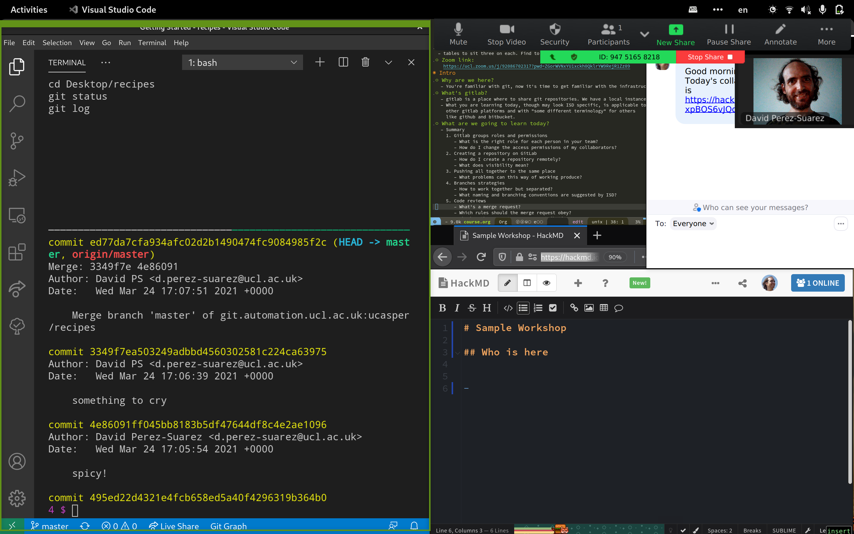 Screen layout with Zoom