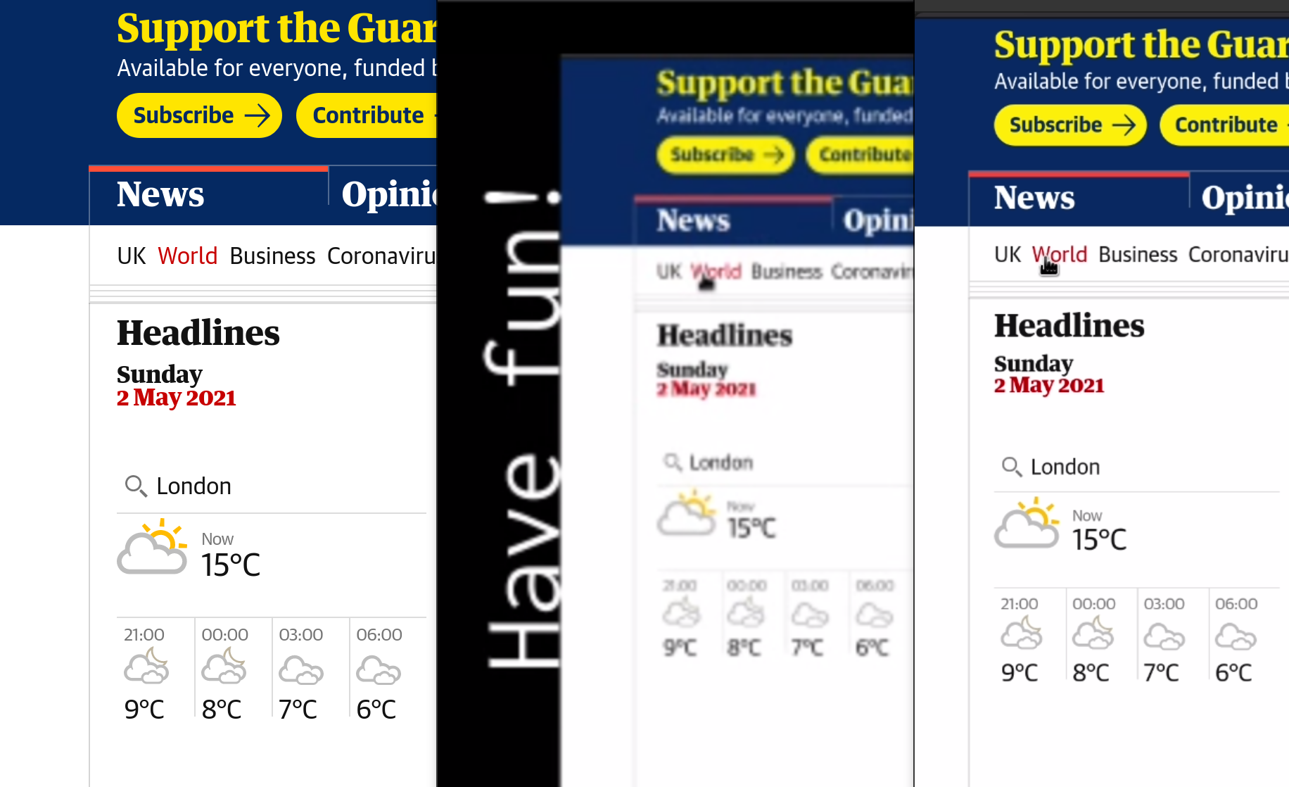 Image quality of the source, Zoom remote, and Zoom locally