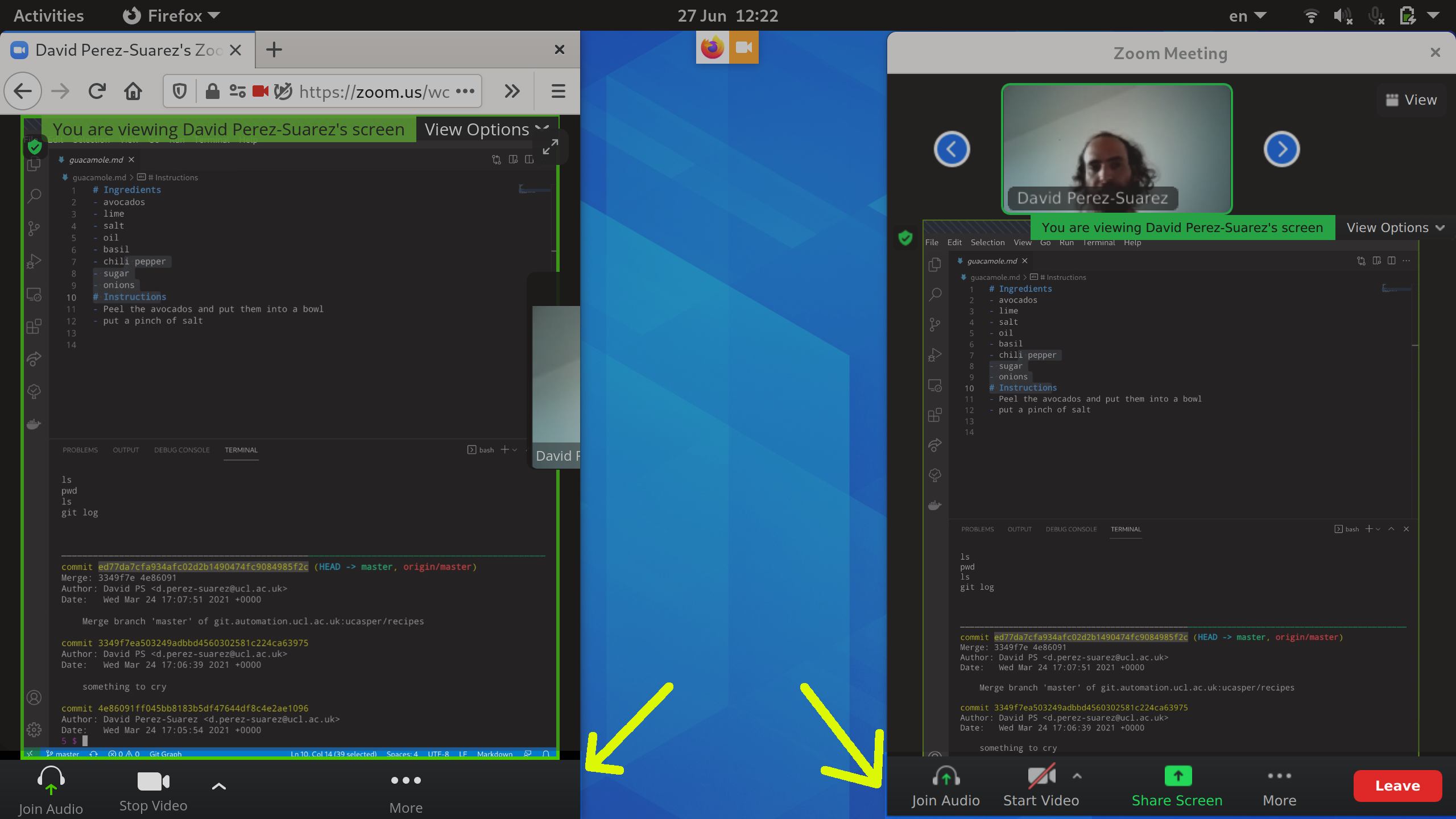highlighting the menu bar of both Firefox and Zoom